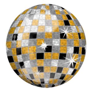 16″PKG ORBZ GOLD SILVER BLACK DISCO BALL